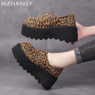 Women Leopard Platform Loafers Shoes Suede Flats Casual Sneakers Woman 2025 Trend Classic Sport Shoes New Autumn Mujer Zapatos