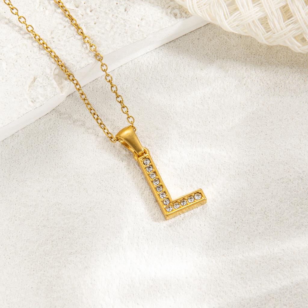 1pc Fashion Shining A-Z Letter Pendant Charm Necklace 26 Initial Alphabet Name Clavicle Chain Party Valentine's Day Jewelry Gift
