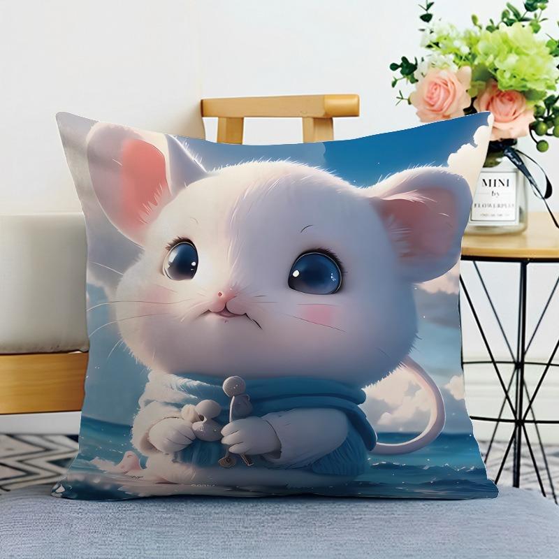 Cute Animal Print Decorative Pillowcase Bedroom Living Room Square Cushion Pillowcase