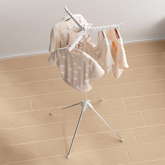 Folding Clothes Rack with Stable Base Space-saving Design Flexible Arm Clothes Hanger Portable Clothes Drying Rack