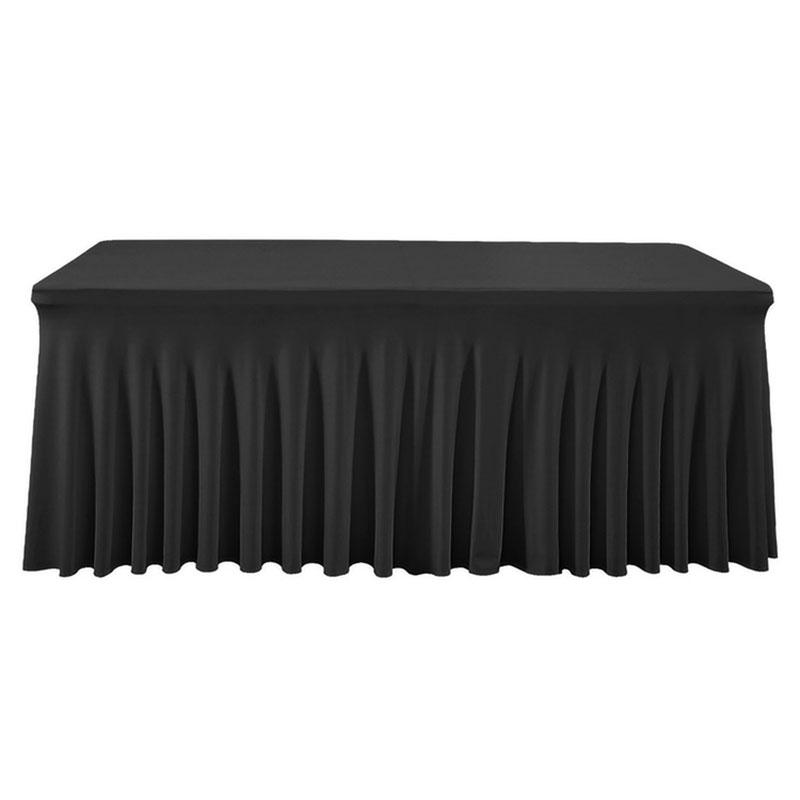 1,8m Spandex Rechthoekige Tafelrok Kreukbestendige Passende Tafelhoes voor Hotel Bruiloft Verjaardag Feest Decoratie 4FT 122X60X76CM zwart