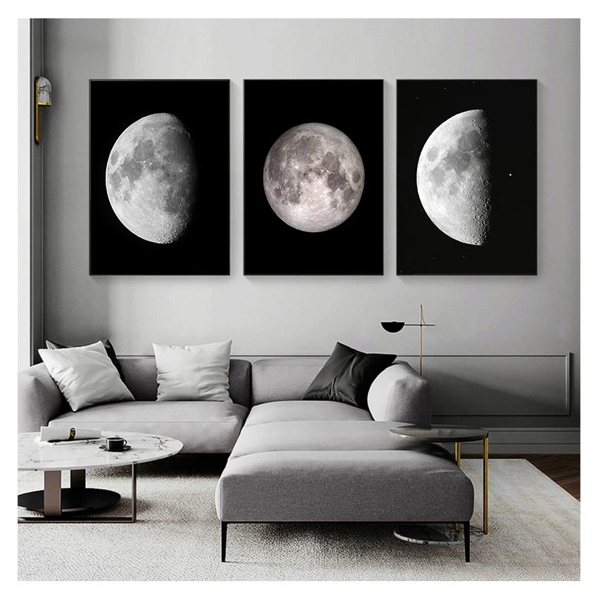 Phase Change On Canvas Painting Astronomy Satellite Home Decor Bedroom Decoration Abstract Moon Poster Prints Moon