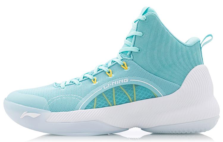 Li Ning Men's Blue Yushuai Td Synthetic Leather Slip Resistant Abrasion Resistant Mid Top Basketball Shoes Pure Abpq027-5 Cm