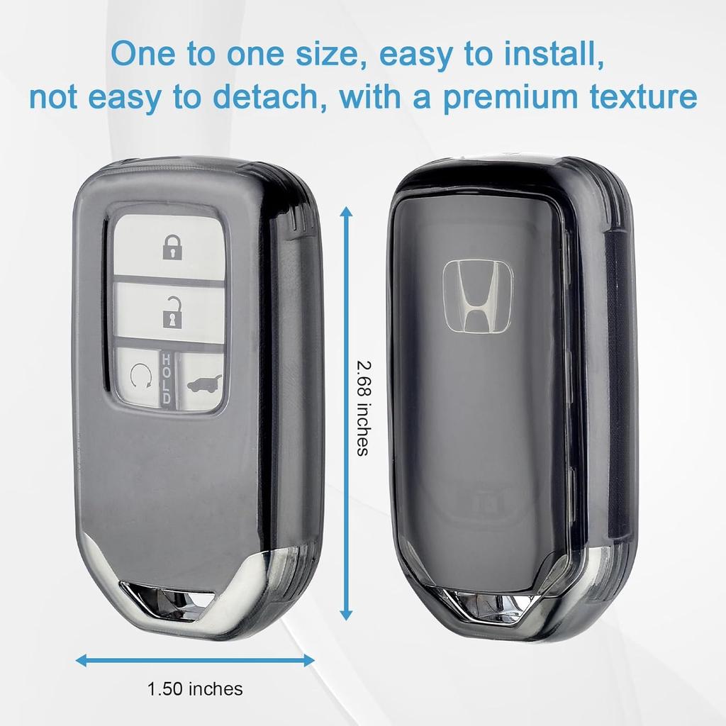 OFFWEGO Key Fob Cover for Honda Accord Civic CRV Pilot Ridgeline Odyssey Soft TPU Key Case Protection for Honda Smart Protector Remote Start Key,