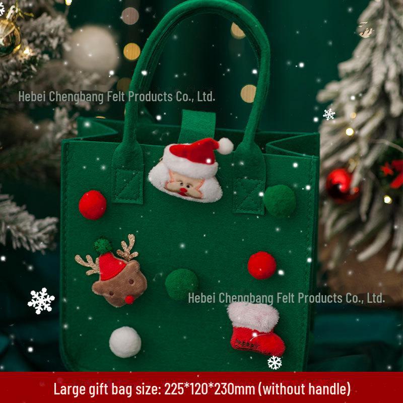 

Сумочка в канун Рождества: Фетровый мультяшный подарок и сумка для конфет для детей с возможностью индивидуального логотипа Large size Christmas зелёный