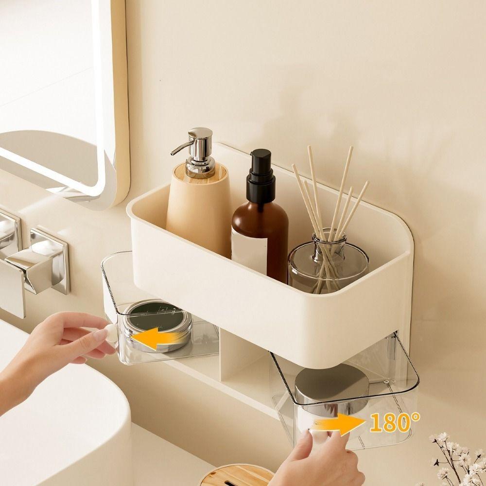 Plastic Bathroom Storage Rack Large Capacity Condiment Storage Box  for Kitchen