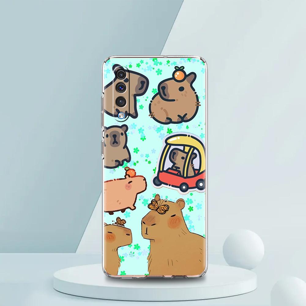 Cartoon Capybara Transparent Phone Case for Samsung Galaxy A12 A50 A52 A70 A40 A10 A20 A30 A02 A03S A04 Cover Silicone Shell Bag
