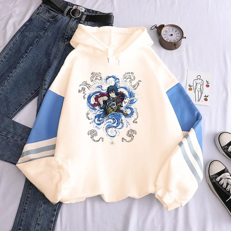 Harajuku Anime Demon Slayer Graphic Hoodies Tomioka Giyuu Manga Hoodie Long Sleeves Fleece Loose Sweatshirt Men Women Clothing