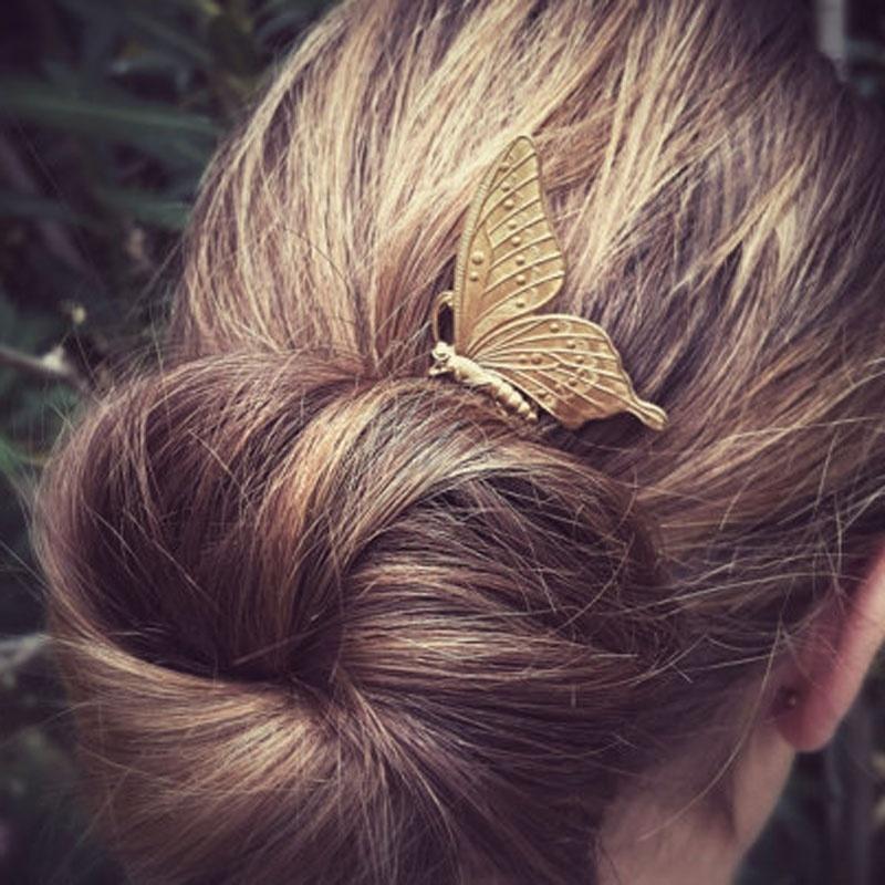 Neuer Schmetterling Haarkamm Mädchen Legierung Haarspangen Haaraccessoires für Frauen Gold Silber Farbe Haarklammern Haarnadeln Kopfschmuck Geschenke
