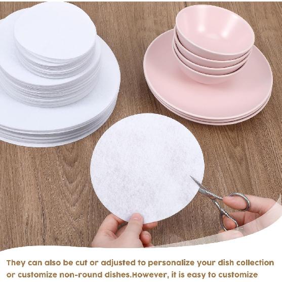 Plate China Storage Dividers 96 Pcs Felt Plate China Storage Containers Dividers Protectors Thick and Soft Dish Storage, Round Plate Separators Pads