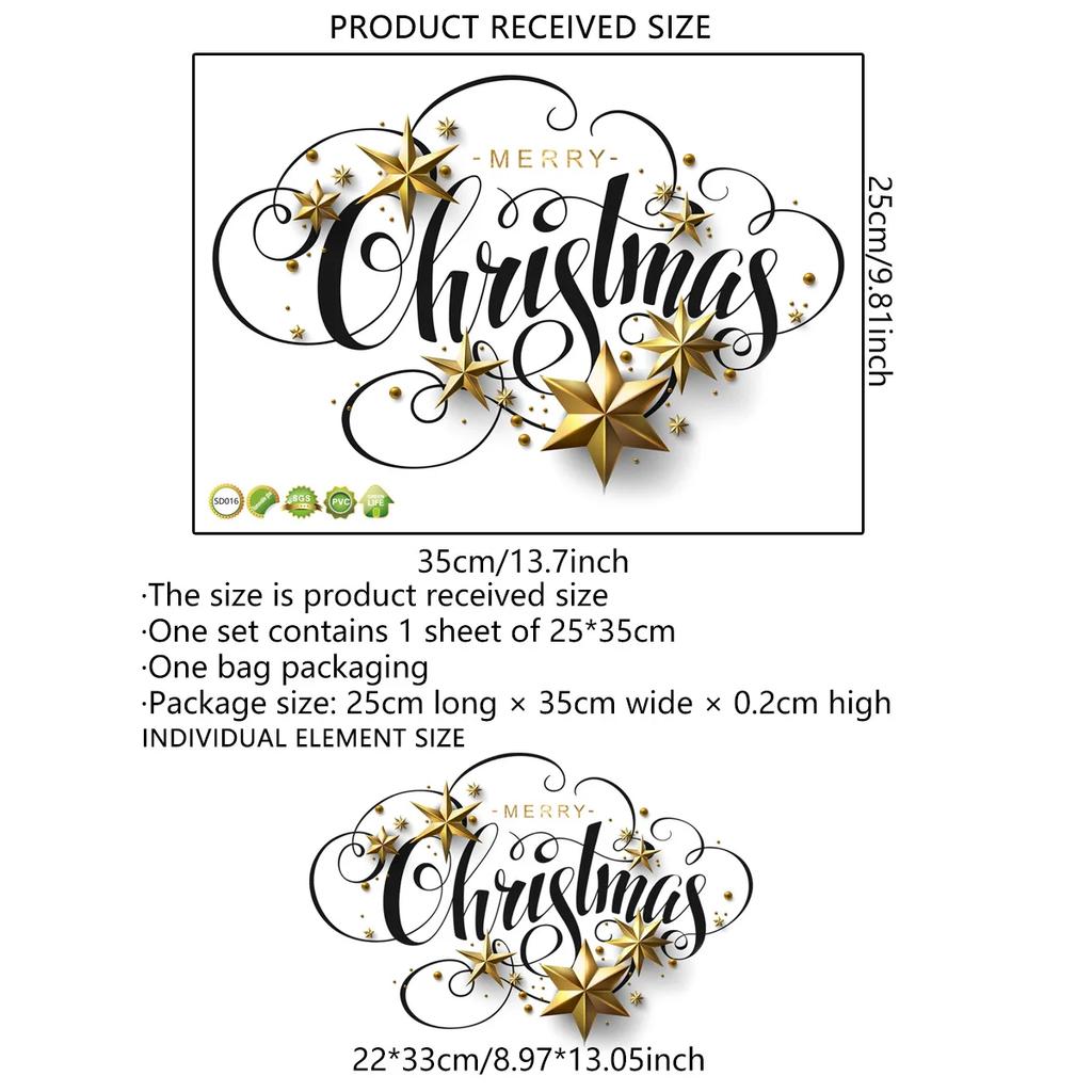 Merry Christmas Stickers Door Window Wall Decoration Cartoon Santa Snowman Xmas Tree Elk Sleigh Wallpaper Festival Room Decor