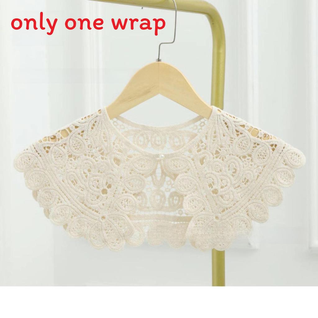Cotton Vintage Lace Crochet Small Shawl With Floral Pattern For Women Summer Fashion