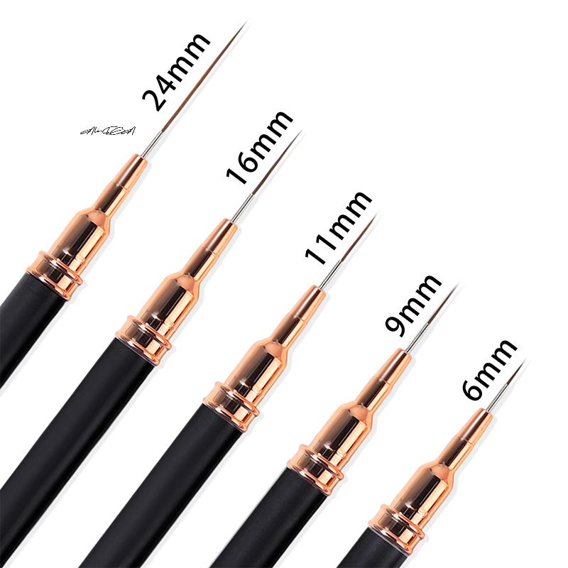 5Pcs/Set Professional Nail Art Liner Brushes Gel Striping Painting Design for Nails in Sizes 7/9/11/15/20mm