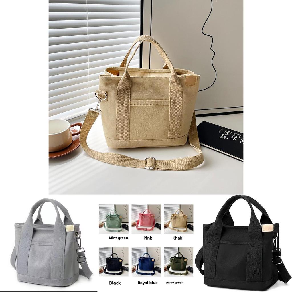 Canvas Tote Bag For Women With Zipper Pocket Casual Street Fashion Daily Use