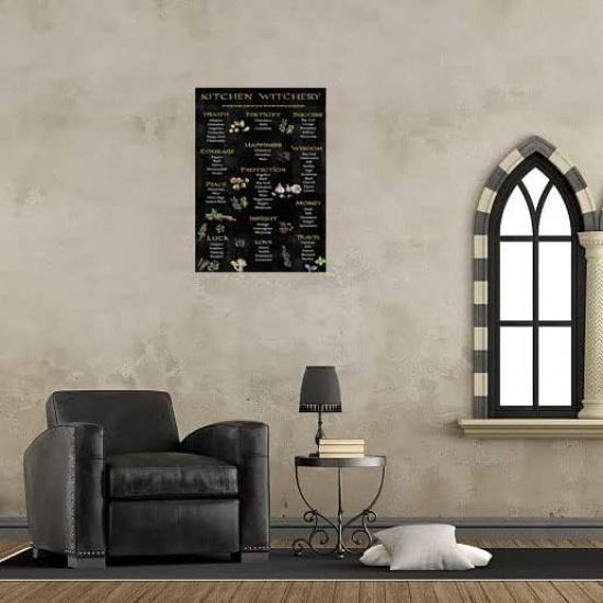 Ainbash Witch Decor for Altar & Kitchen - Wall Art Magick Wiccan Print - Halloween Witch Gift - Pagan Gifts - Faux Gold Silver Chalkboard Art Tin