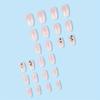 24pcs French Style Shiny White Pink Gradient with Rhinestones, Removable Fake Nails, Medium Size Square Wearable Nail Jelly Glue