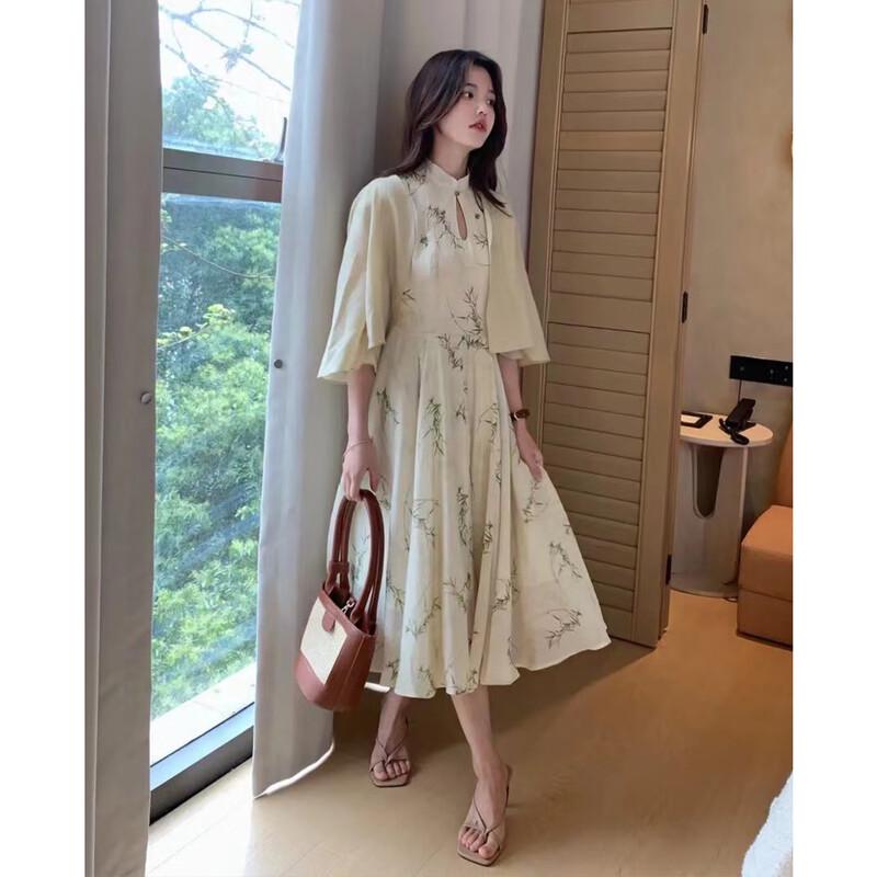 New Chinese Style Floral Sleeveless A-Line Long Dress