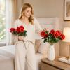 Faux Begonia Flowers 5 Branches 8 Artificial Plant for Home Decor
