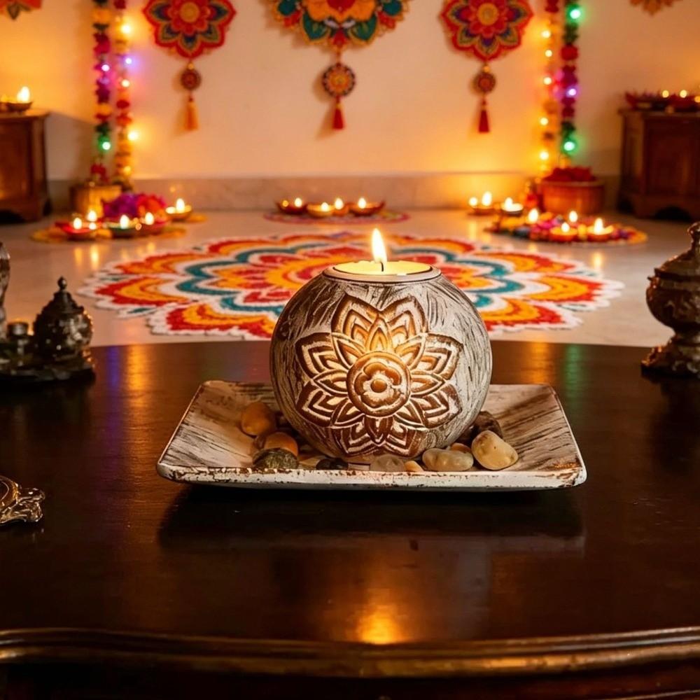 with Tray Tealight Candlestick Wood Wooden Candle Holder Decorative Candlestick Bedroom