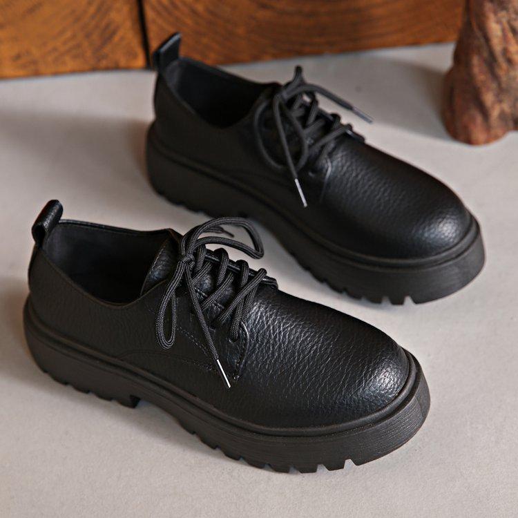 

British small leather shoes women s versatile loafers 2025 autumn new college style heightened thick-soled black single shoes tide 43