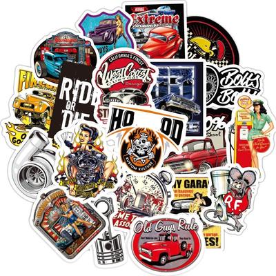 10/50 Stück Vintage Oldtimer Aufkleber Retro Modifizierte Auto Persönlichkeit Graffiti Aufkleber Wasserdichte Gepäck Skateboard Aufkleber