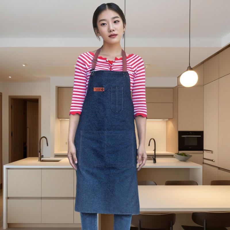 Nordic Labor Protection Denim Apron for Home and Kitchen Use - Adult Korean Style