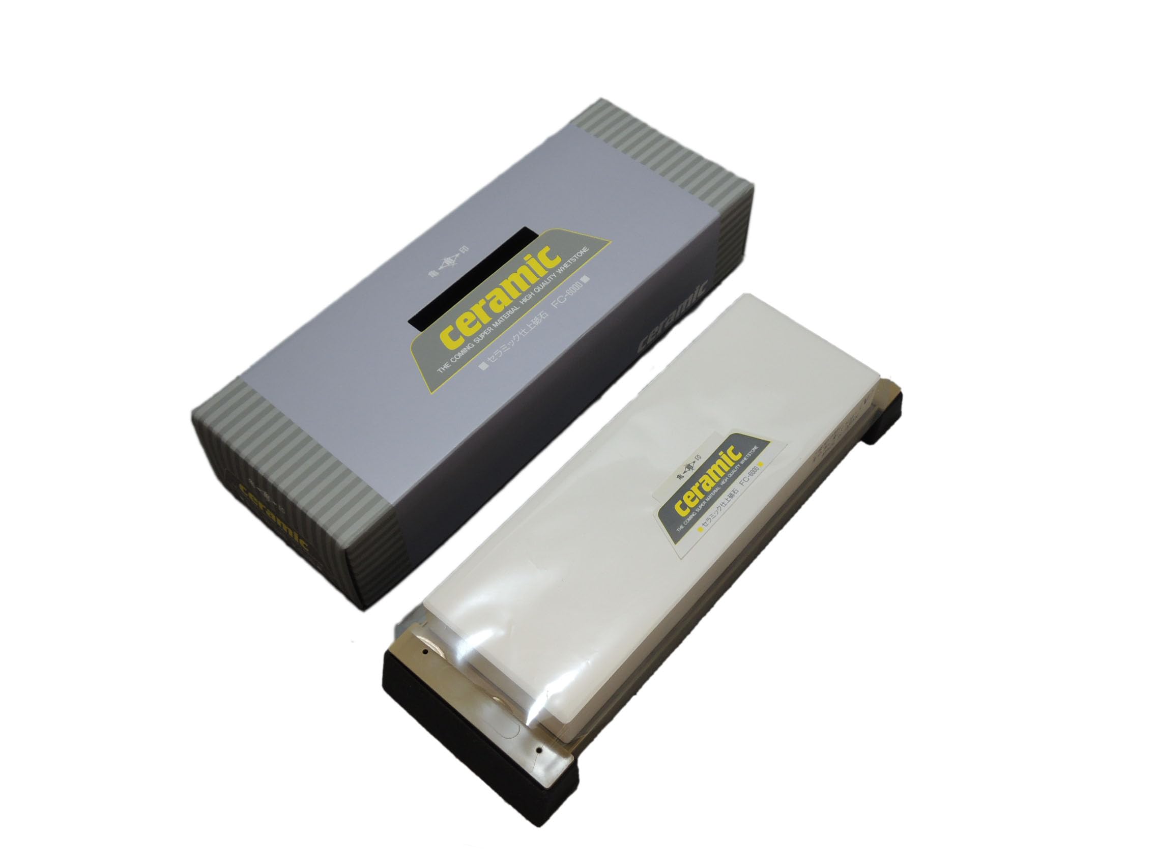 Kamejirushi Ceramic Finishing Sharpening Stone with Rubber Base 206x73x24mm #6000 (Finishing Stone) FC-6000 белый