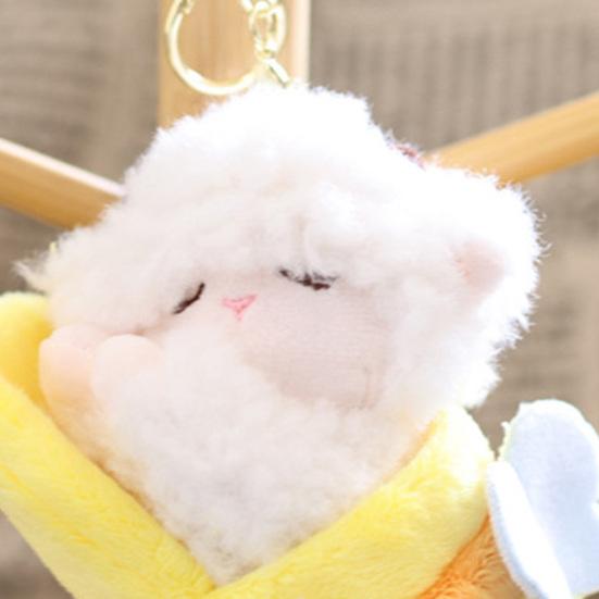 Adorable Sleeping Lamb Keychain, Soft Plush Sheep Stuffed Animal Pendant, Cartoon Slipper Position Key Ring for Bag Backpack, Cute Gift for Her