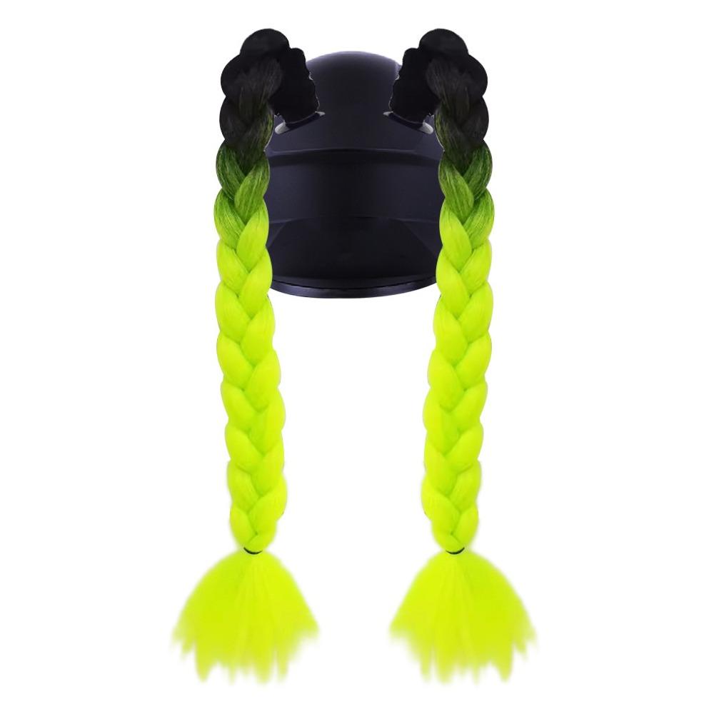 2pcs/pair With Sucker Woman Braids Wig Helmets Decor Twist Dual Pigtail Ponytail  for Motor Bike