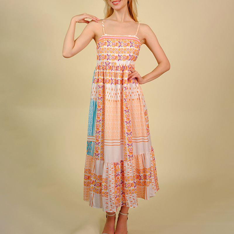 

2024 Summer New Arrival Boho Dresses Women s Fashion Loose Leisure Pullover Square Collar Suspender Dress Women LC6114793-Flowlight L code fits (65.00 kg-72.50 kg