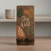 Desktop Phone Stand Vertical Walnut Compact Workspace Accessory