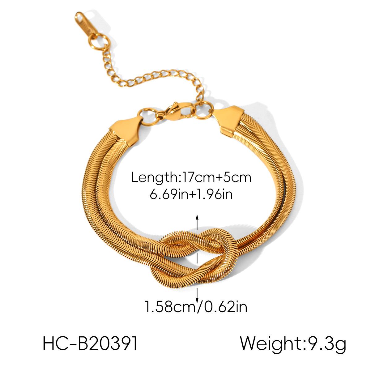 

Exaggerated unique hand jewelry 18k gold snake chain bracelet for women, high-end knotted bracelet, Instagram style