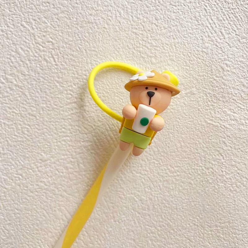 Kawaii Silikon-Strohhalmabdeckung für 7-8mm Cartoon Lebensmittelqualität Silikon Staubdicht Hitzebeständig Strohhalm-Stopfen Kappe Schnabeltassen Zubehör