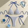 Women Sexy Hollow Knitted Split Two Piece Bikini Swimwear