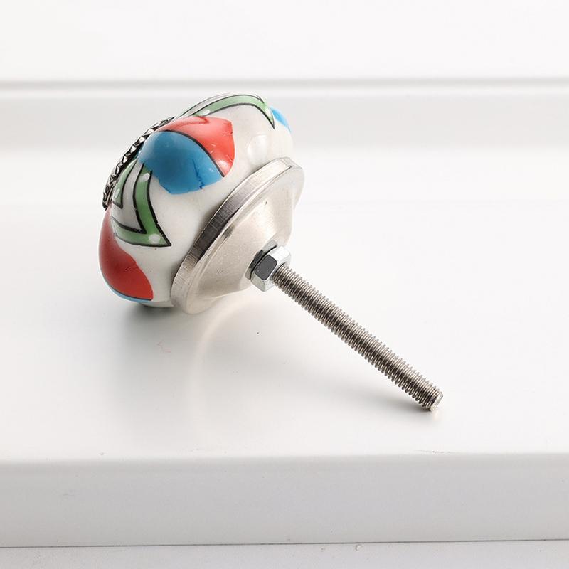 1PC Iron Material Vintage Cabinet Handle European Style Painted Pattern Exquisite Pumpkin Shape Home Decoration Multicolor