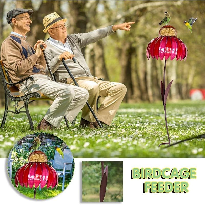 Standing Metal Coneflower Bird Feeder, Decorative Flower Feeder for Outdoors, Coneflower Bird Feeder for Attracting Birds,Garden Décor