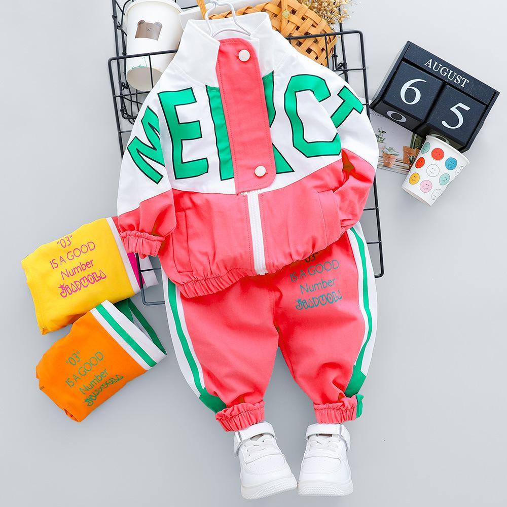 Moda Primavera Autunno Neonata Vestiti Bambini Ragazzi Casual Lettera Giacca Pantaloni Due Pezzi Set Bambino Cotone Costume Bambini Tute