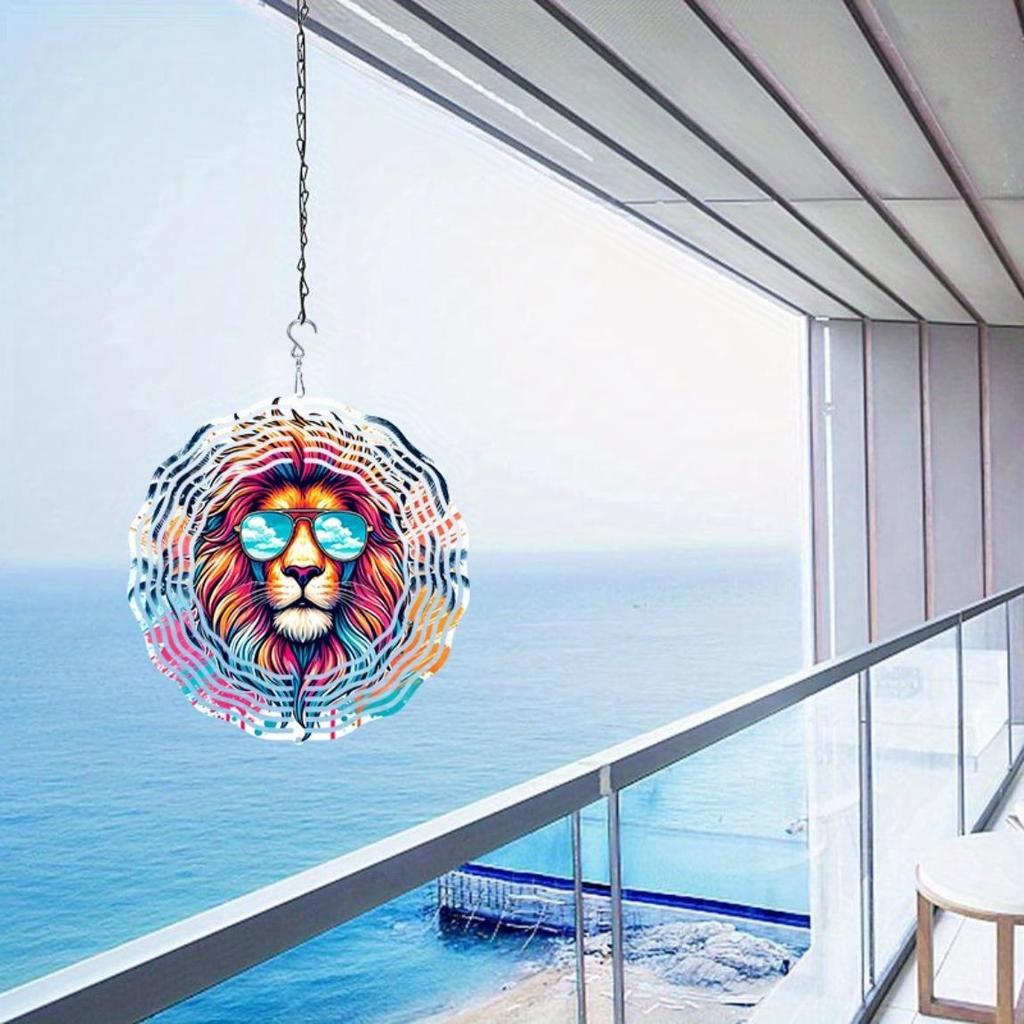 Stainless Steel 2D Wind Spinner Christmas Decor Outdoor Garden Hanging Ornament with Swivel Hook for Yard Patio Holiday Decoration