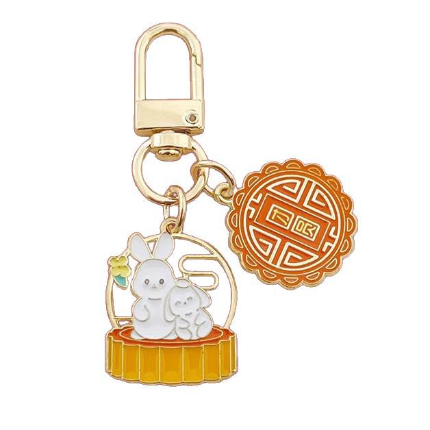 Mid-Autumn Festival Jade Rabbit Mooncake Keychain & Chang'e Pendant Gift Set