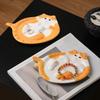 Creative Ginger Cat Plate Exquisite Bread Dessert Plate Calico Cat Kitty Jewelry Tray Kitchen