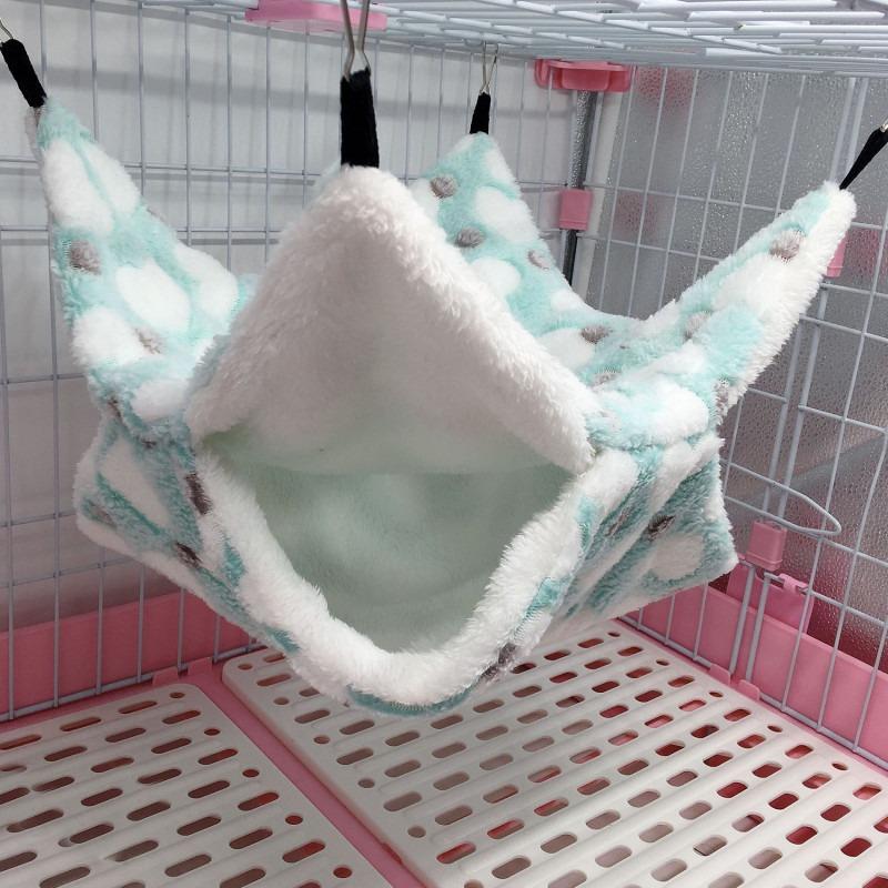 Double Layer Plush Pet Hammock Warm Hanging Bed For Hamster Squirrel Chinchilla Small Pet Winter House