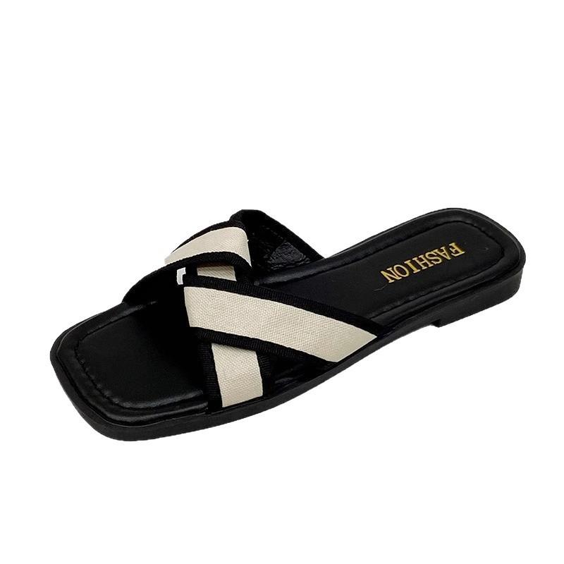 Slippers Women's Summer Wear 2025 New Versatile Internet Celebrity Soft Bottom One-word Drag Non-slip Flat Bottom Cool Slippers Ins Tide