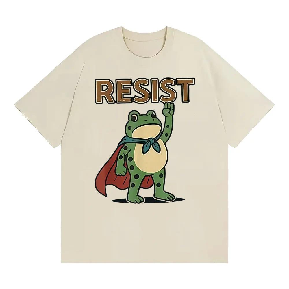 

Funny Resist Portland Frog Protest Against Classic T Shirt Unisex Fashion Humor Loose Oversized Tshirt Unisex Summer Tops Tshirts 4XL