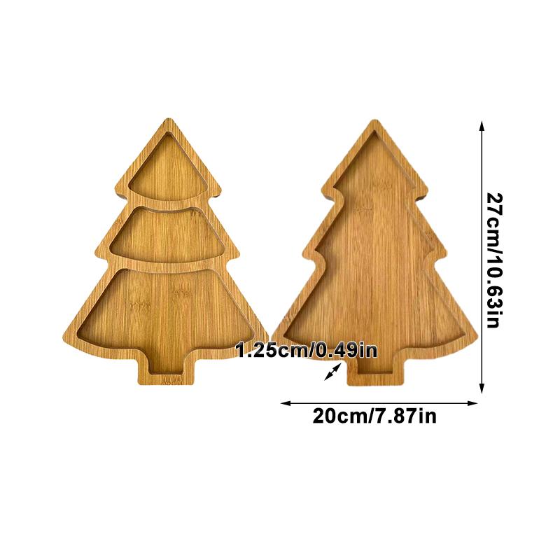 1Pc Christmas Tree Kitchenware Dessert Snack Plate Plate Tray Serving Tray Duoge Serving Dish Wooden