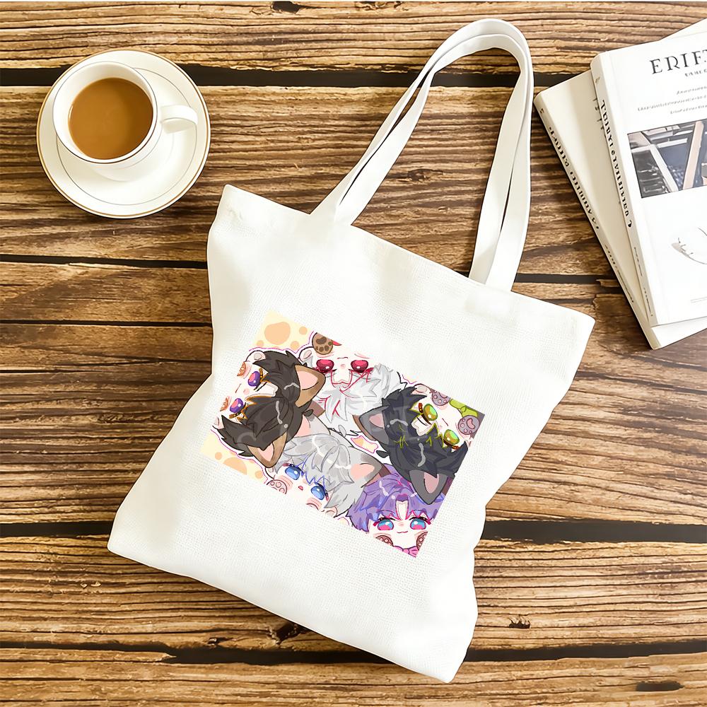 Love And Deepspace Anime Canvas Tote Bag Five Cats Design Daily Handbag Gift 30x35 35x40cm