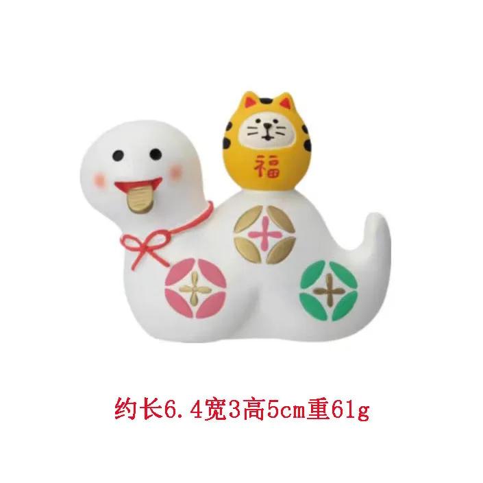 Japanese Style ZAKKA Cat Crafts Small Ornaments for Chinese New Year Snake Year Trend Bonsai Food and Decorative Resin Figurines