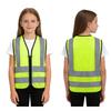 Unisex Kids Safety Vest L-3XL: High Visibility Reflective Sleeveless Zipper Waistcoat for Volunteer Activities & Outdoor Work