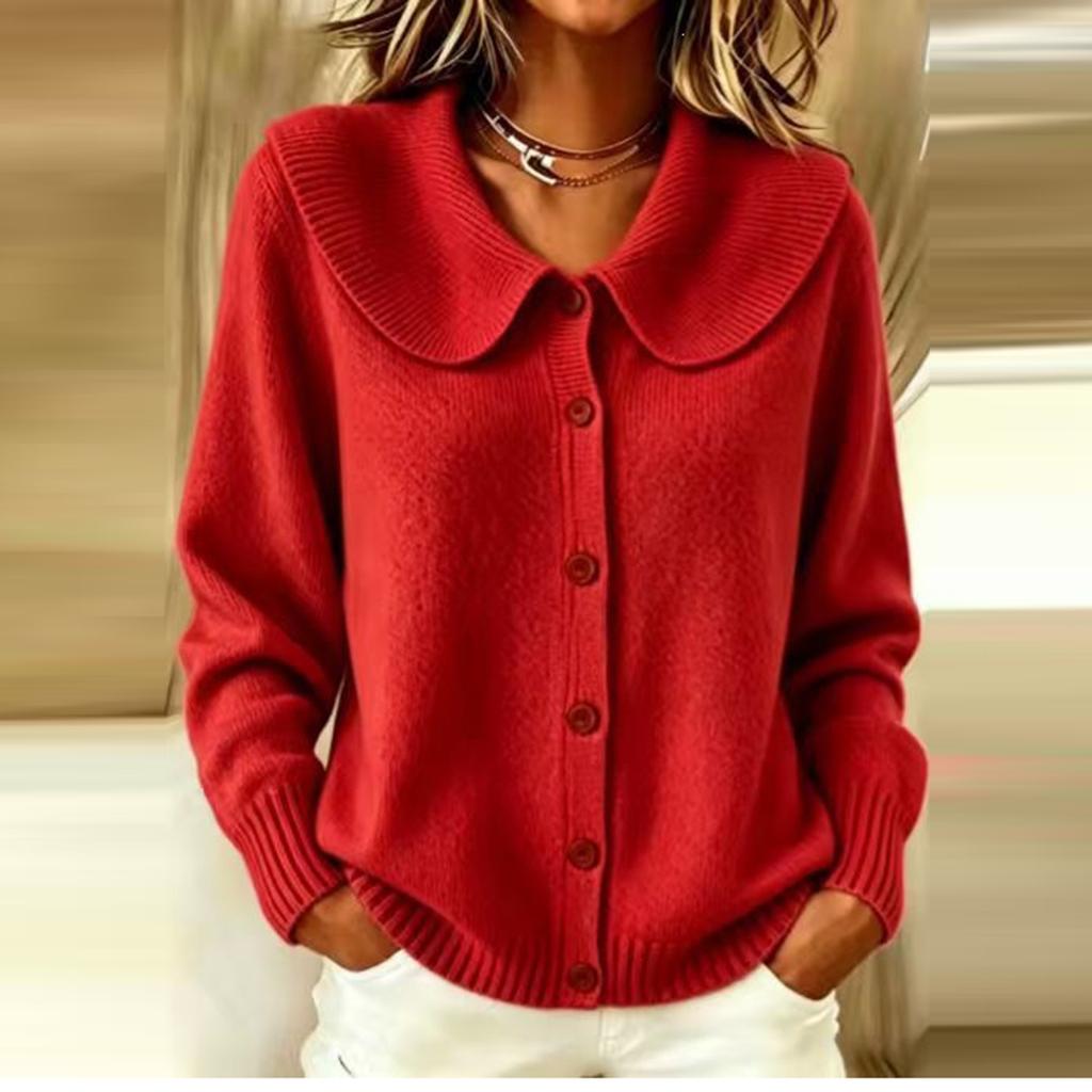 Cardigan in Maglia Colorata da Donna con Collo e Chiusura a Bottoni