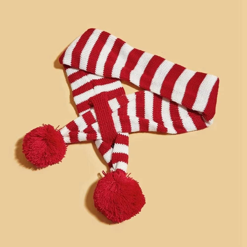 Striped Pet Christmas Scarf Elk Print Christmas Pet Scarf Cute Pet Holiday Scarf for Pets