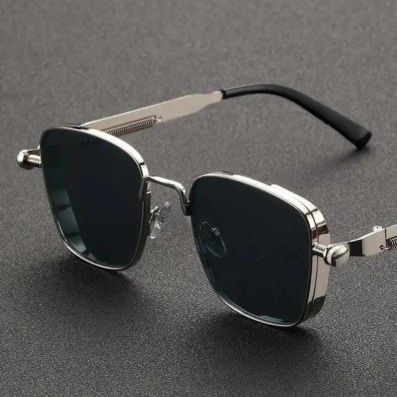 High Quality Metal Punk Fashion Trendy Sunglasses for Men Outdoor Sunglasses Men Driving Anti UV lunettes de soleil homme
